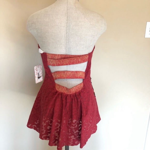 Free people lace strapless peplum top sequin - Picture 3 of 8